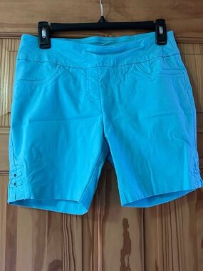 hearts of palm Aqua Blue Casual Stretch Bermuda Shorts